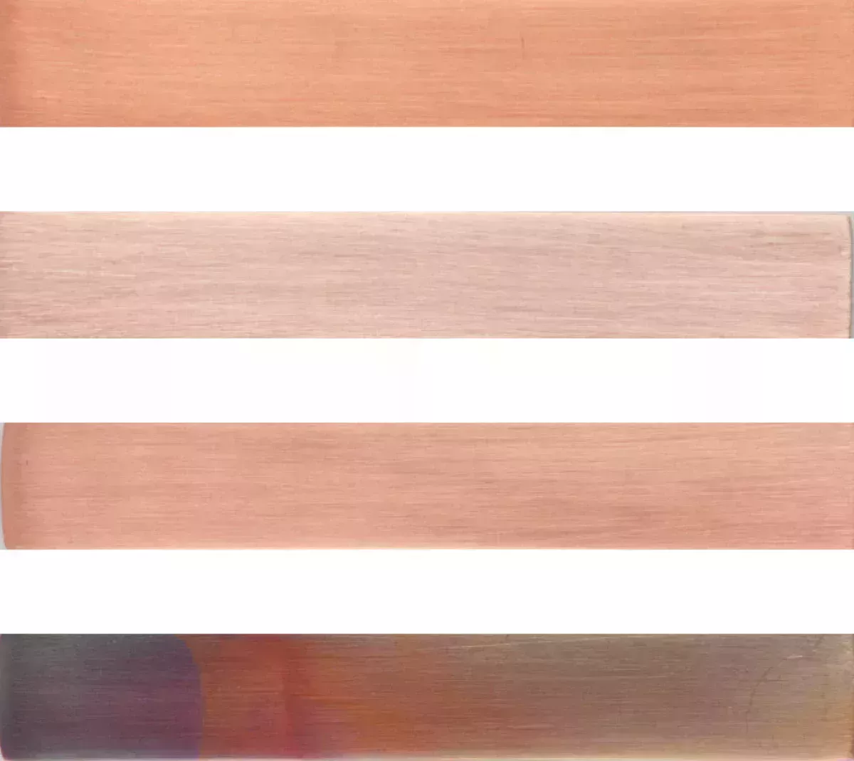 四条不同腐蚀程度的铜带