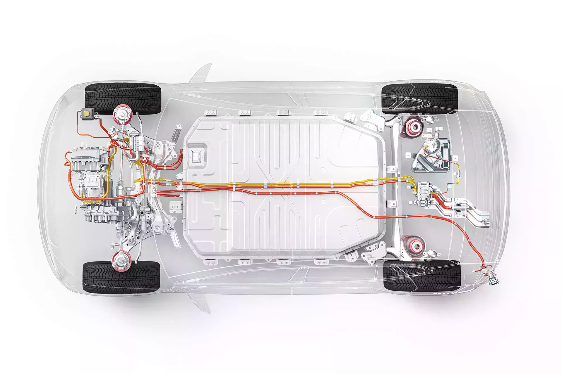 从下方看电动汽车